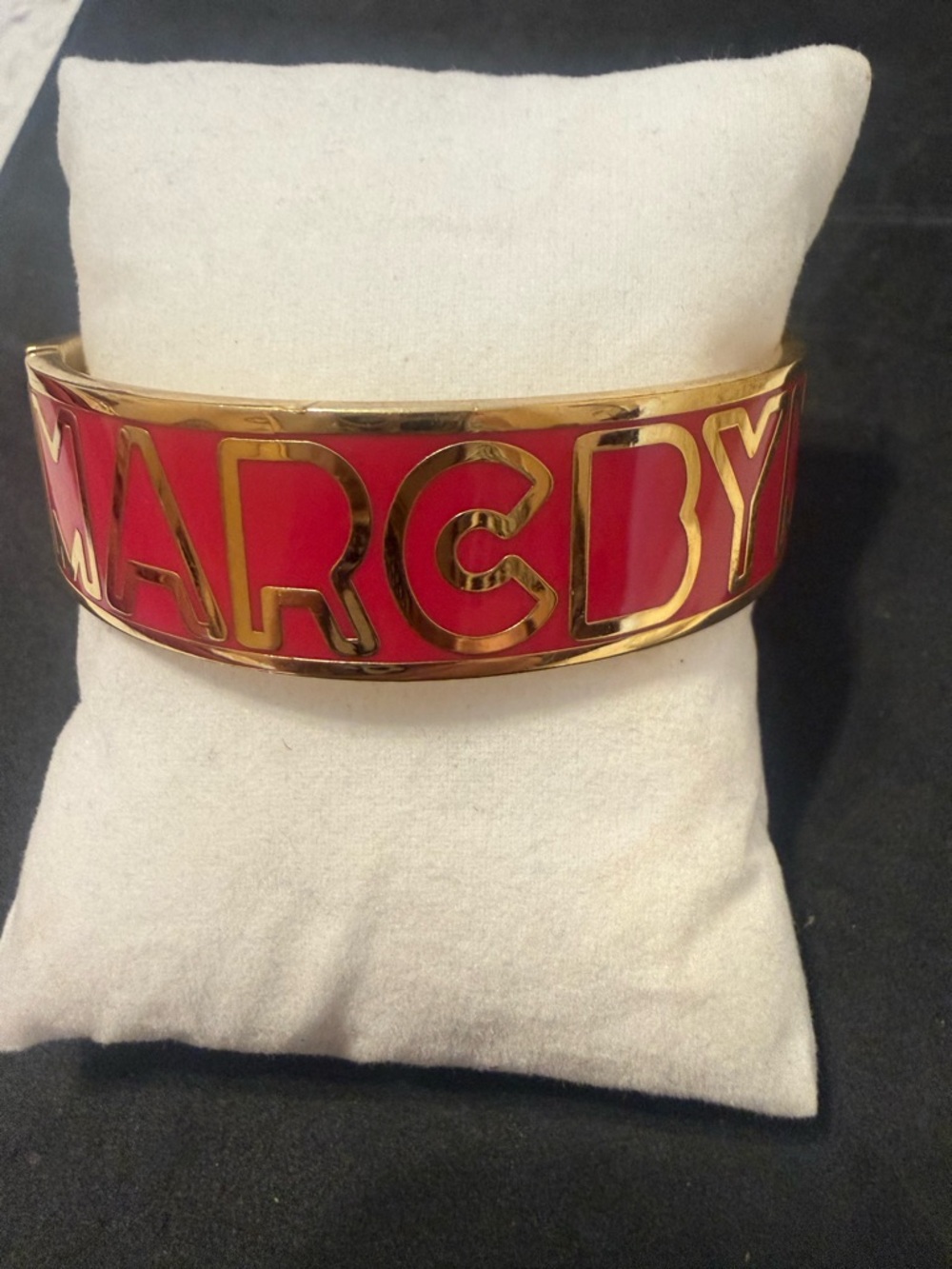 Marc Jacobs Gold-Tone Bracelet with Hot Pink Enamel Logo Panels